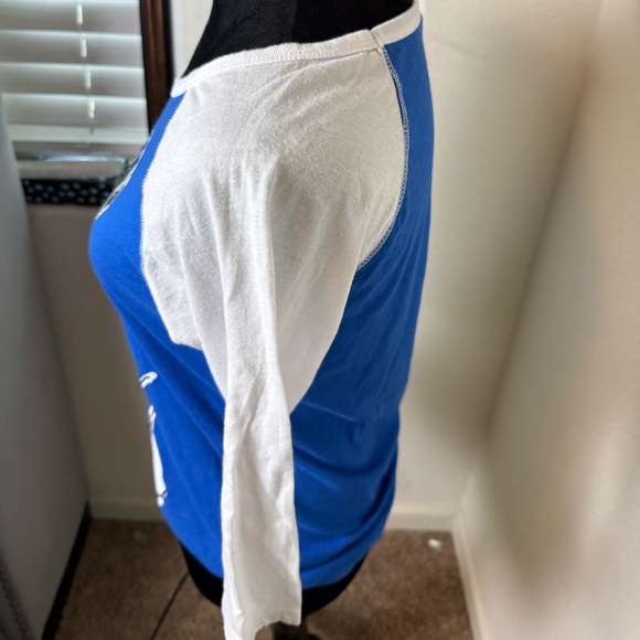 Disney blue and white quarter sleeve Mickey Mouse shirt with glitter shorts. - Picture 4 of 4